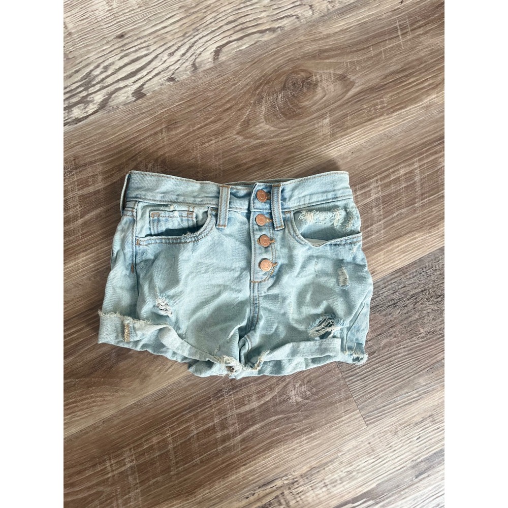 Old Navy Girls Light Wash Distressed Button Fly Denim Shorts Size 10